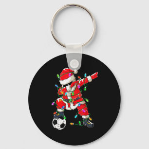 Happy Xmas Dabbing Santa Soccer Christmas Pajamas  Keychain