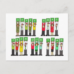 Happy Xmas From Our Team Cartoon Group Holiday Postcard