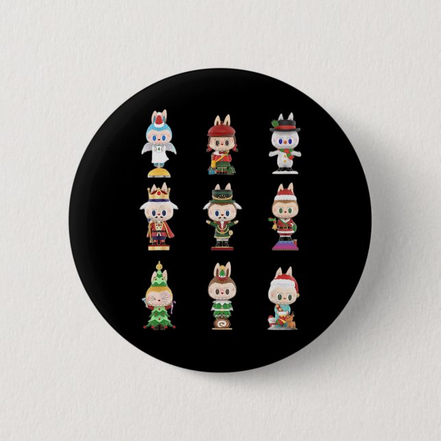 Happy Xmas Labubu Lover Cute Labubu The Monsters C 2 Inch Round Button (Front)