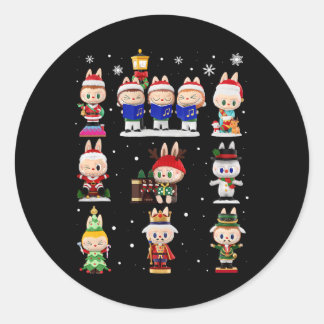 Happy Xmas Labubu Lover Cute Labubu The Monsters C Classic Round Sticker