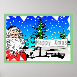 "HAPPY XMAS" SANTA CLAUS POSTER