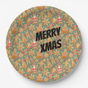 Happy Xmas Symbols Paper Plate