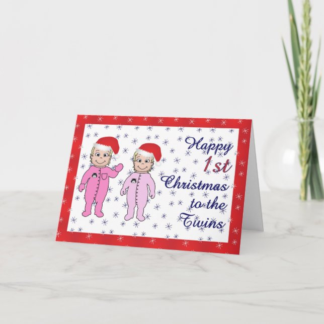 Happy  Xmas twins girls Holiday Card (Front)
