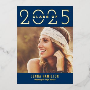 Happy Year Foil Graduation Announce Editable Colou