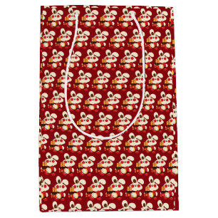 Happy Year of Rabbit and Dragon Red Gold oriental  Medium Gift Bag