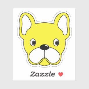 Happy Yellow Bulldog 3"x3" Sticker en vinyle