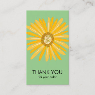 Happy Yellow Daisy Order Thank You Social Icons Business Card