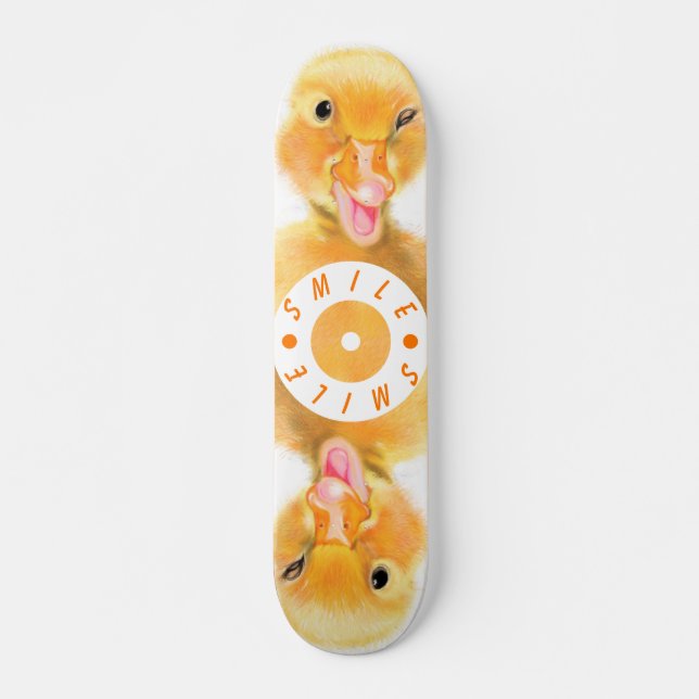 Happy Yellow Duck Skateboard Smile Funny Gift (Front)