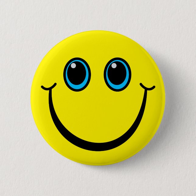 Happy Yellow Emoji Face 2 Inch Round Button (Front)