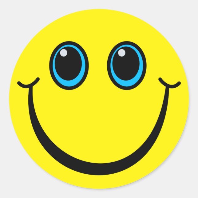 Happy Yellow Face Classic Round Sticker (Front)