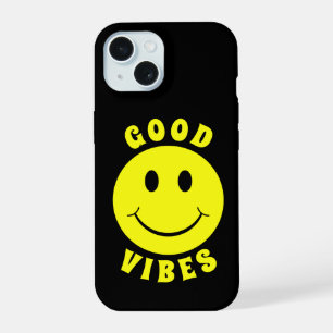 Happy Yellow Face Good Vibes iPhone 15 Case