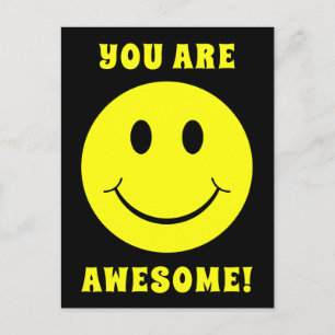 Happy Yellow Face You Are Awesome Postcard