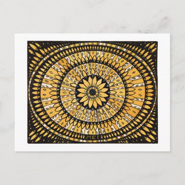 Happy Yellow Flower Sunburst / Rosette Postcard (Front)