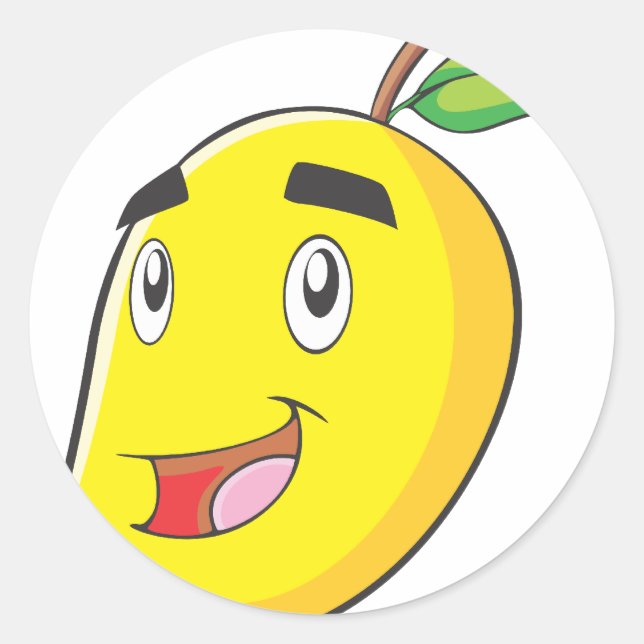 Happy Yellow Mango Fruit Classic Round Sticker (Front)