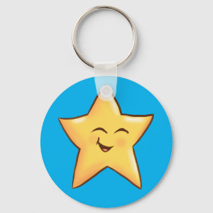 Happy Yellow Star Keychain