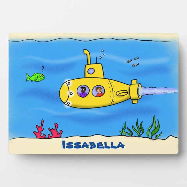 Happy yellow submarine cartoon plaque (Front)