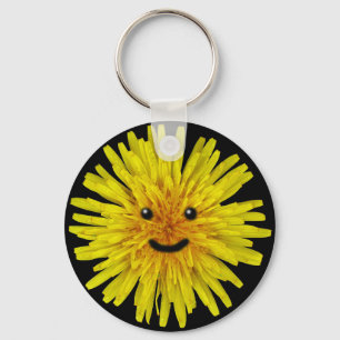 Happy Yellow Summer Dandelion Flower on any Colour Keychain