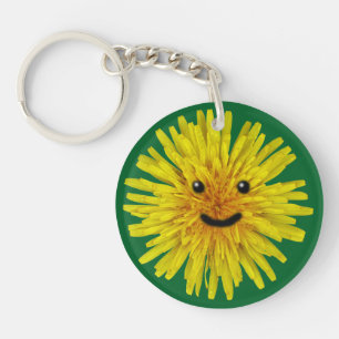 Happy Yellow Summer Dandelion Flower on any Colour Keychain