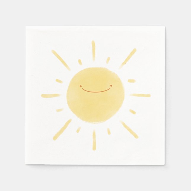 Happy Yellow Sun Gender Neutral Party Napkin (Front)