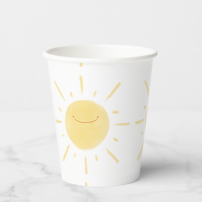 Happy Yellow Sun Gender Neutral Party Paper Cups (Front)
