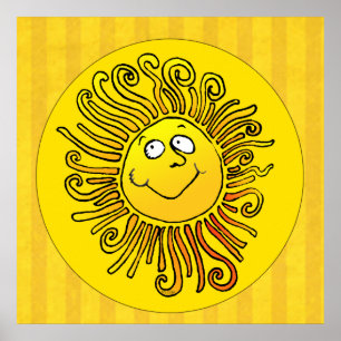Happy Yellow Sun Smiling Poster