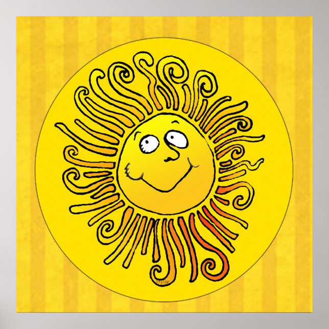 Happy Yellow Sun Smiling Poster (Front)