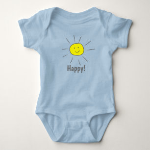 Happy Yellow Sun with Smiley Face - Baby Bodysuit