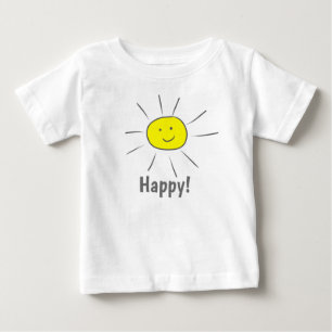 Happy Yellow Sun with Smiley Face  Baby T-Shirt