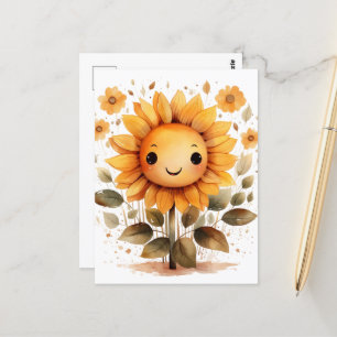 Happy Yellow Sunflower Postcard