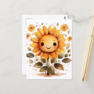 Happy Yellow Sunflower Postcard