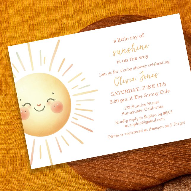 Happy Yellow Sunshine Cute Boho Baby Shower  Invitation (Creator Uploaded)