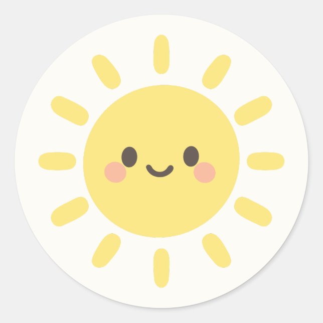 Happy Yellow Sunshine with a Smiling Face  Classic Round Sticker (Front)