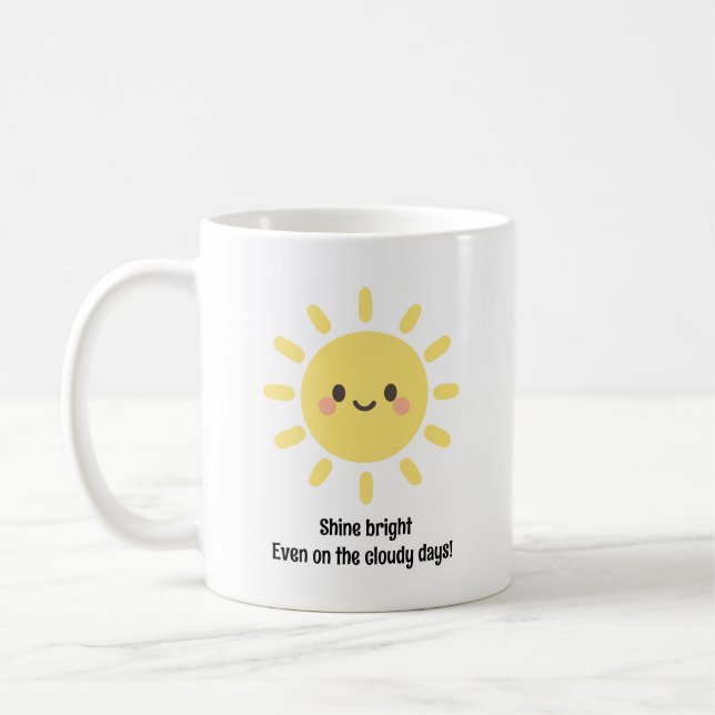 Happy Yellow Sunshine with a Smiling Face  Coffee Mug (Left)