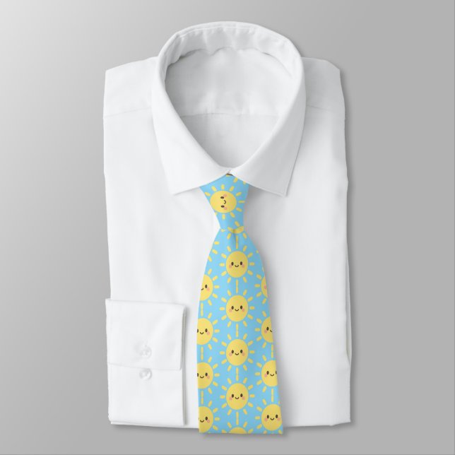 Happy Yellow Sunshine with a Smiling Face  Tie (Tied)