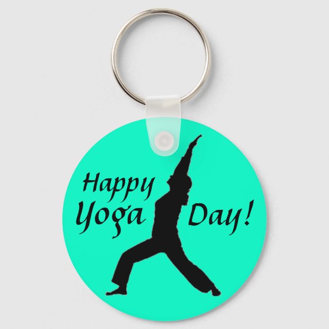 Happy Yoga Day! Keychain-Jade Keychain (Front)