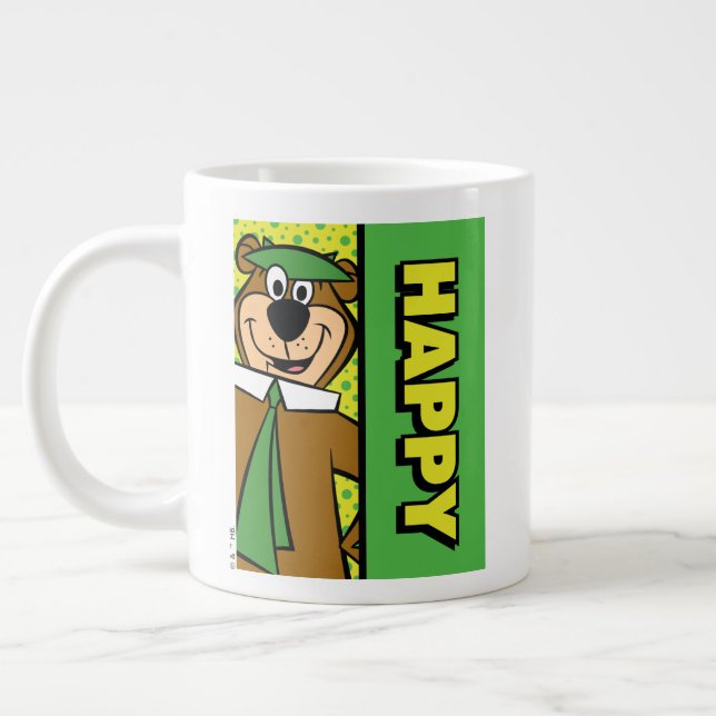 Happy Yogi Bear Large Coffee Mug (Left)