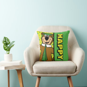 Happy Yogi Bear Throw Pillow