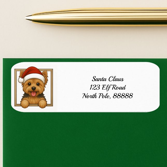 Happy Yorkie Christmas Return Adresse (Créateur téléchargé)