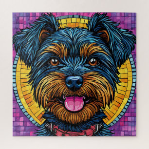 Happy Yorkshire Terrier Dog in Mosaic Style Jigsaw Puzzle