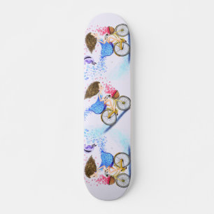 Happy Young Girl On A Bike - Romantic Love Hearts Skateboard