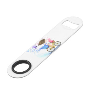 Happy Young Girl with Bike Bar Key