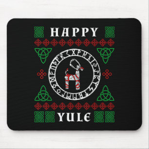 Happy Yule Pagan Wicca Ugly Christmas Sweater Mouse Pad