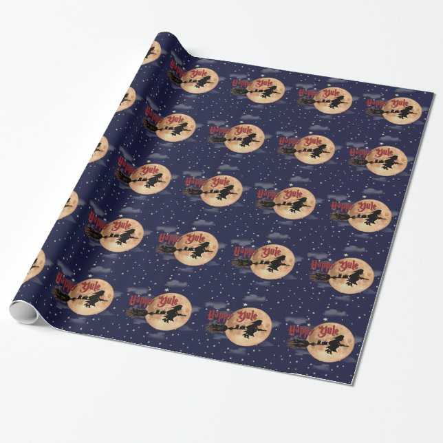 Happy Yule Witch Wrapping Paper (Unrolled)