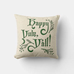 Happy Yule Yall Southern Christmas Winter Solstice Throw Pillow