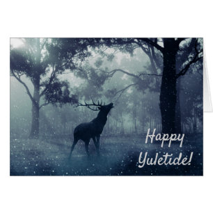Happy Yuletide Winter Stag in a Forest