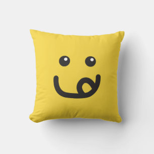Happy Yummy Face_banana yellow Throw Pillow