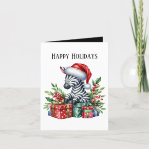 Happy zebra add message Christmas Holiday Card