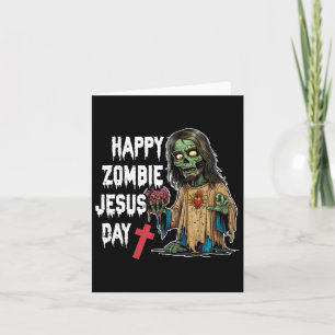 Happy Zombie Jesus Day Skeleton Horror Christ Hall Card