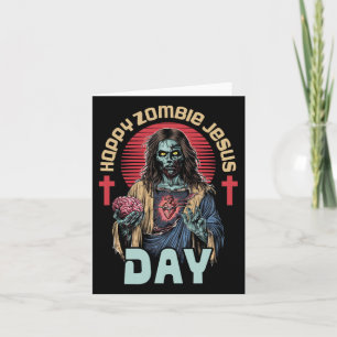 Happy Zombie Jesus Day Skeleton Horror Christ Hall Card