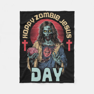 Happy Zombie Jesus Day Skeleton Horror Christ Hall Fleece Blanket